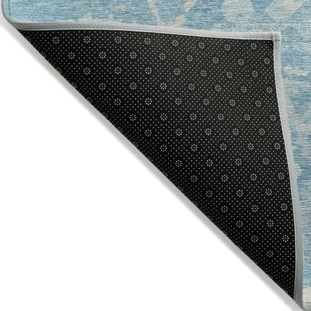 LOOMLAN Rugs Tharne Blue Washable Indoor-Outdoor Rug