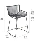 The Dane Dining Counter Stool 2PC Dark Gray Patio - LOOMLAN - Seasonal Living - Outdoor Dining Chairs