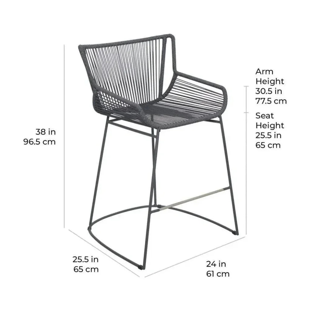 The Dane Dining Counter Stool 2PC Grey Patio Dining - LOOMLAN - Seasonal Living - Outdoor Dining Chairs