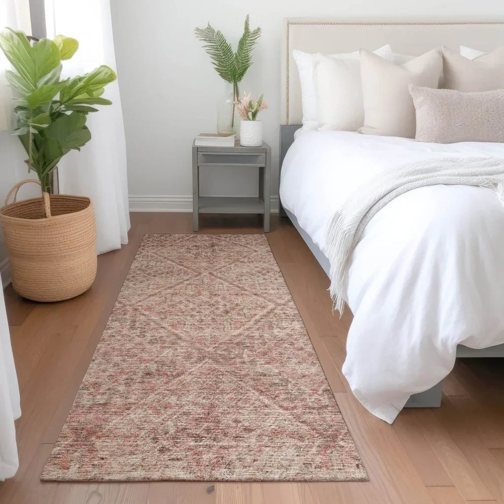 LOOMLAN Rugs Theodora Pink Washable Indoor-Outdoor Rug