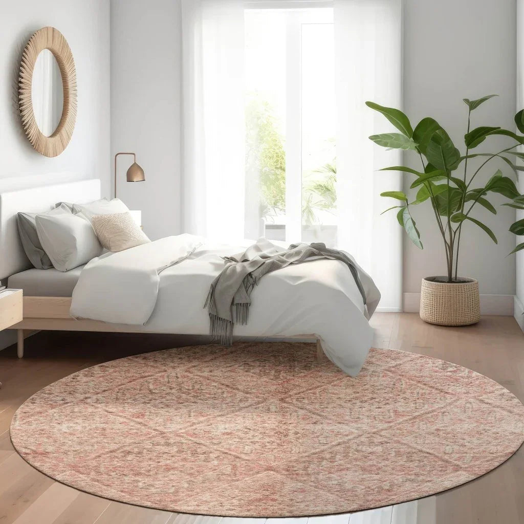 LOOMLAN Rugs Theodora Pink Washable Indoor-Outdoor Rug