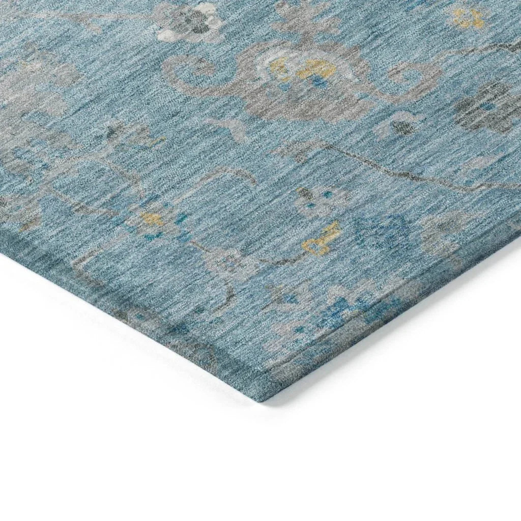 LOOMLAN Rugs Thessia Teal Washable Indoor-Outdoor Rug