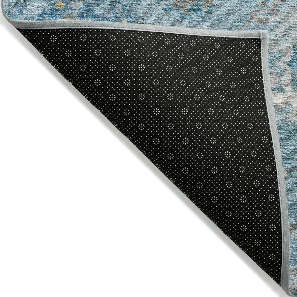 LOOMLAN Rugs Thessia Teal Washable Indoor-Outdoor Rug