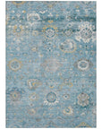 LOOMLAN Rugs Thessia Teal Washable Indoor-Outdoor Rug