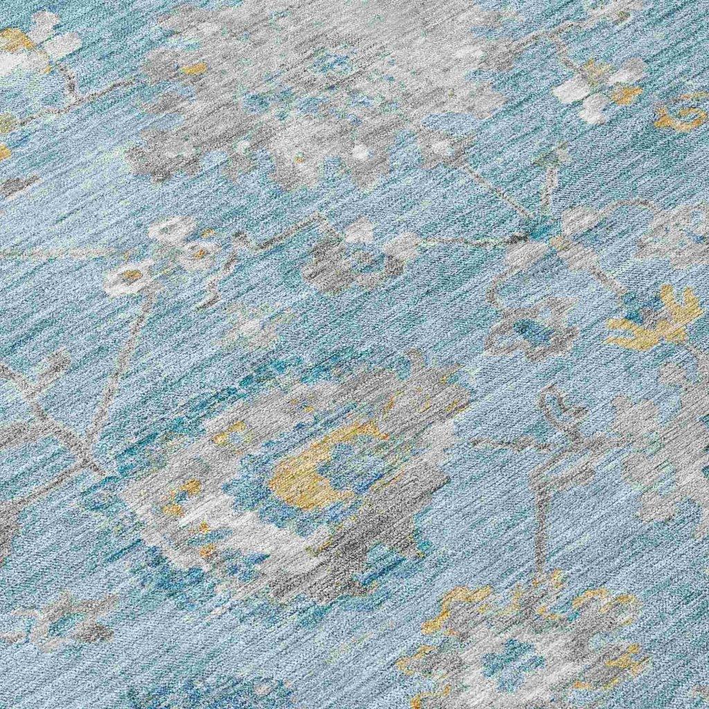 LOOMLAN Rugs Thessia Teal Washable Indoor-Outdoor Rug