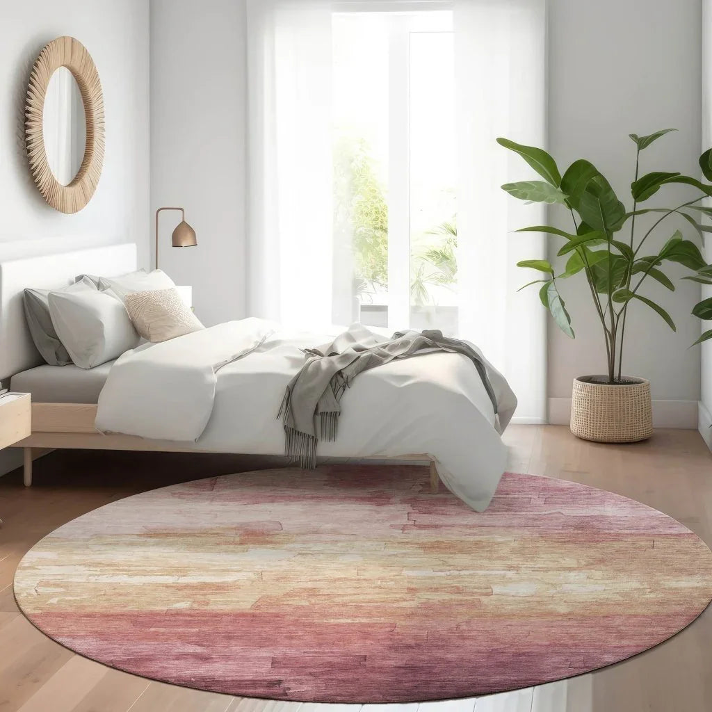 LOOMLAN Rugs Thornelle Pink Washable Indoor-Outdoor Rug