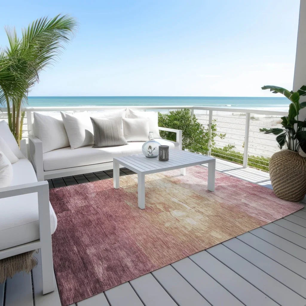LOOMLAN Rugs Thornelle Pink Washable Indoor-Outdoor Rug