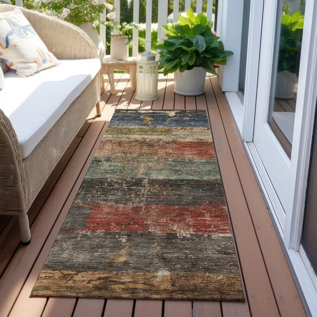 LOOMLAN Rugs Threadin Green Washable Indoor-Outdoor Rug