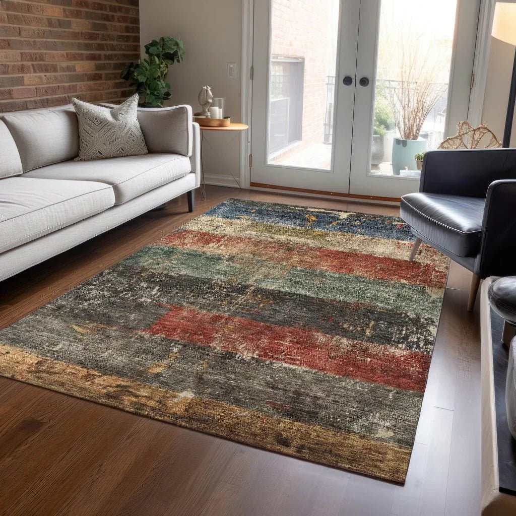 LOOMLAN Rugs Threadin Green Washable Indoor-Outdoor Rug