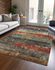 LOOMLAN Rugs Threadin Green Washable Indoor-Outdoor Rug