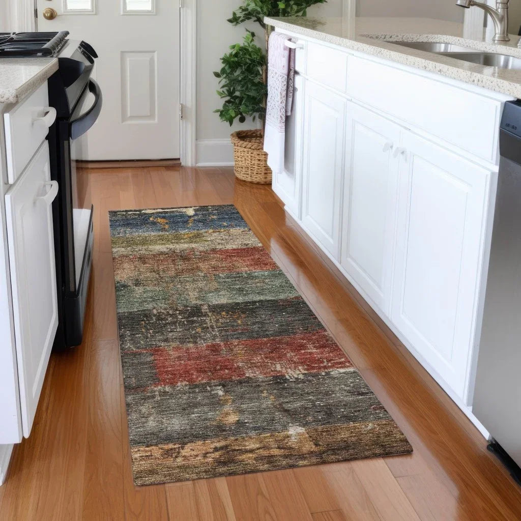 LOOMLAN Rugs Threadin Green Washable Indoor-Outdoor Rug