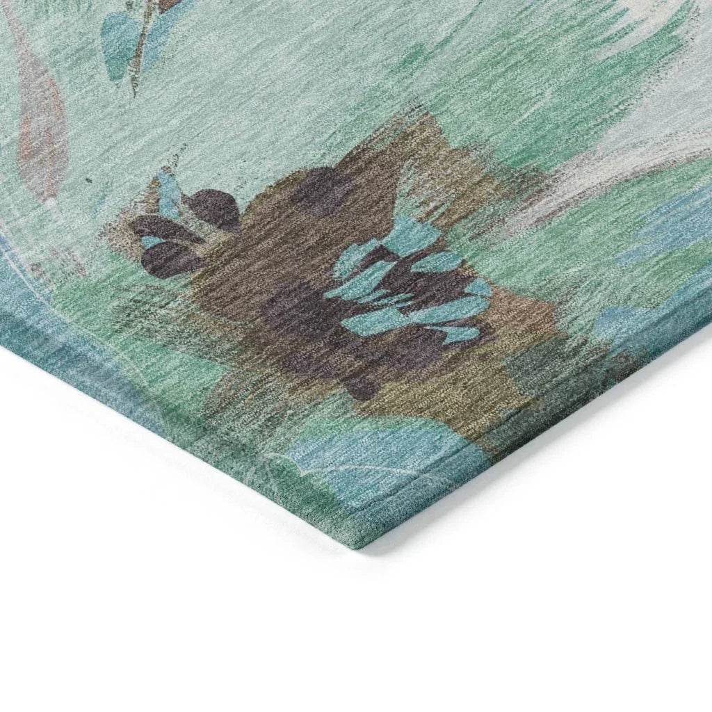 LOOMLAN Rugs Threadiva Brown Washable Indoor-Outdoor Rug
