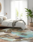 LOOMLAN Rugs Threadiva Brown Washable Indoor-Outdoor Rug