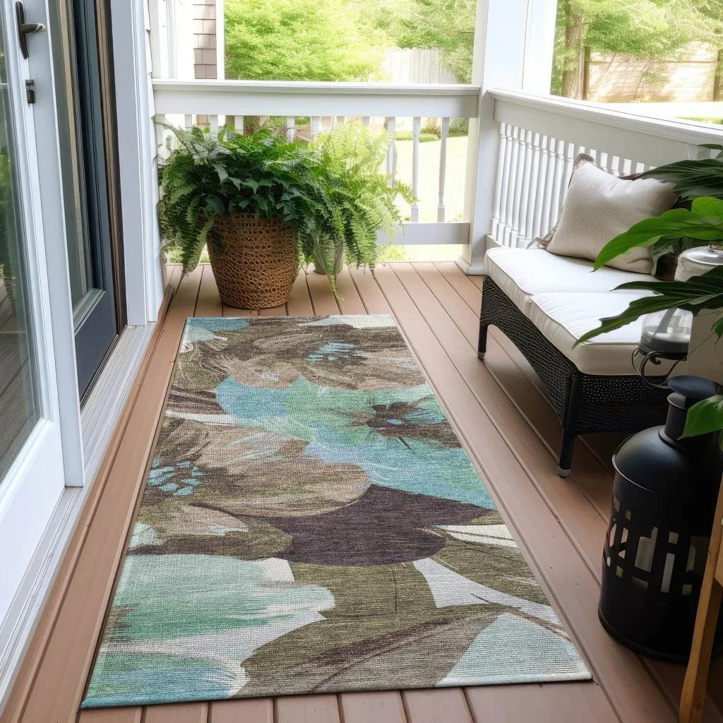 LOOMLAN Rugs Threadiva Brown Washable Indoor-Outdoor Rug