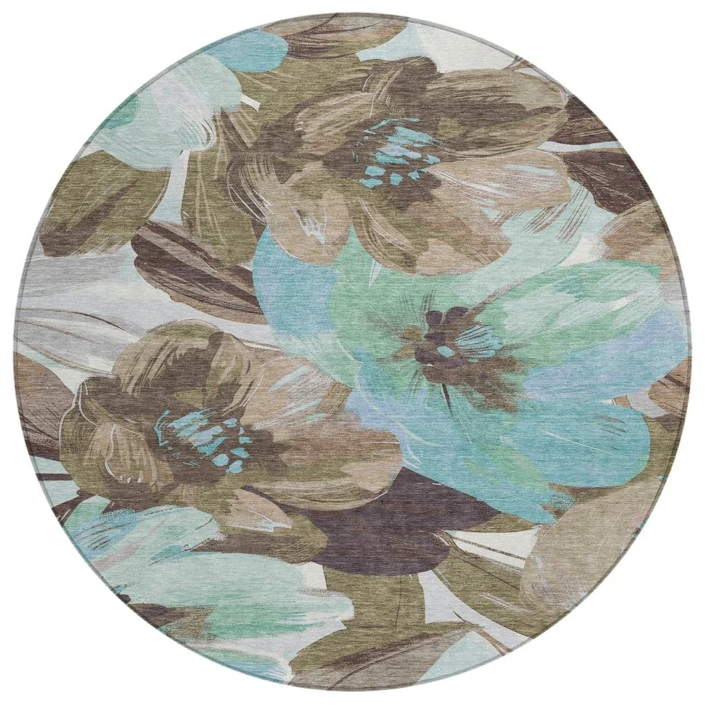 LOOMLAN Rugs Threadiva Brown Washable Indoor-Outdoor Rug