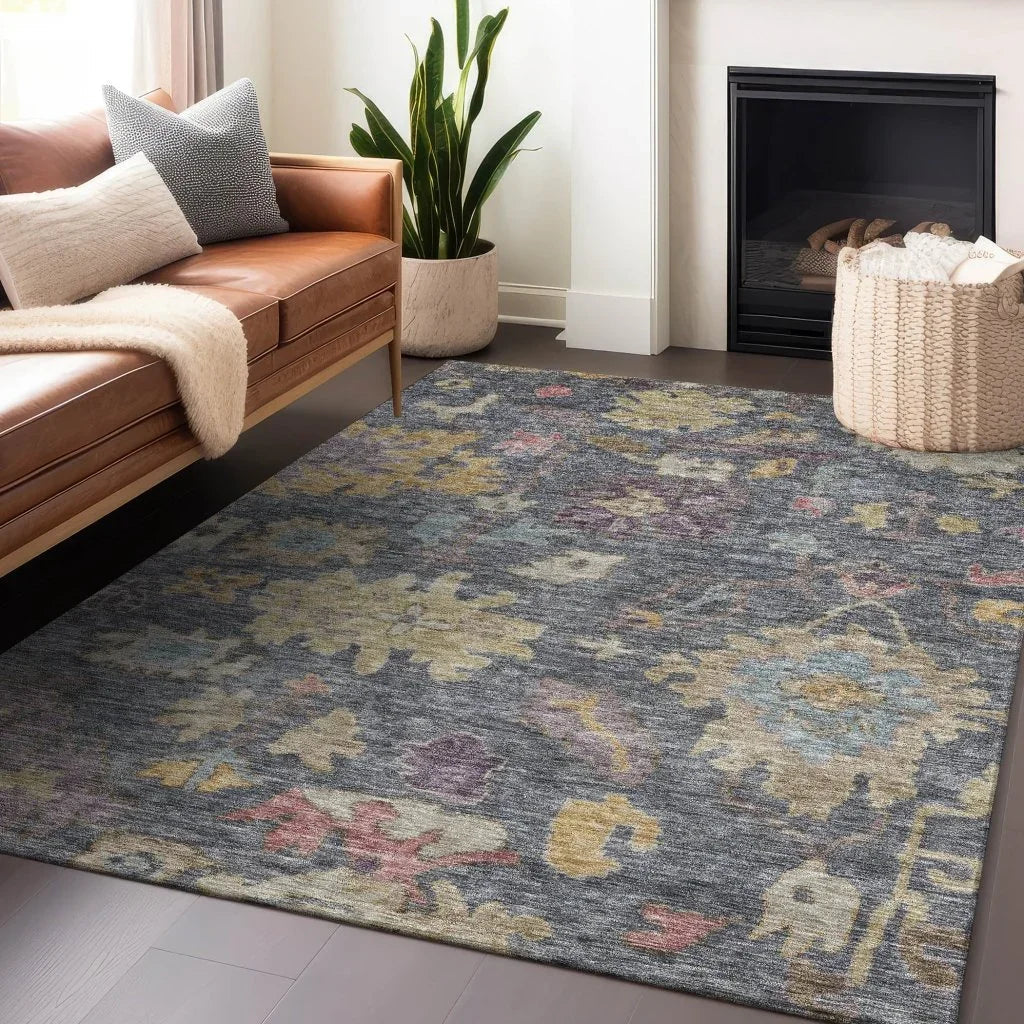 LOOMLAN Rugs Tirana Blue Washable Indoor-Outdoor Rug