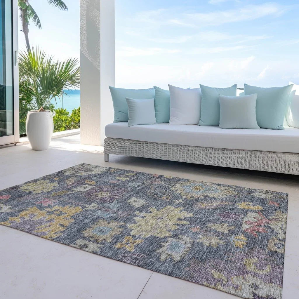 LOOMLAN Rugs Tirana Blue Washable Indoor-Outdoor Rug