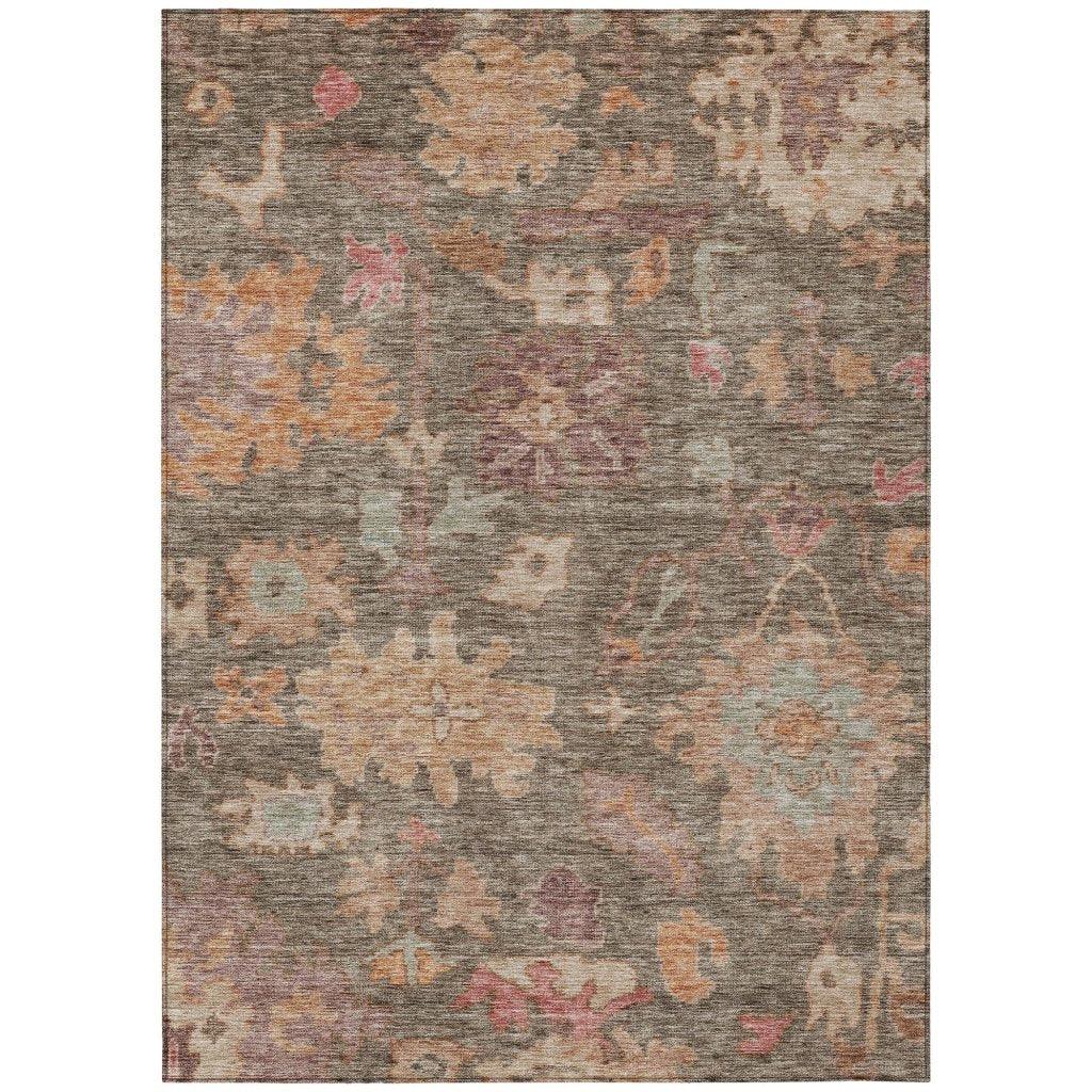 LOOMLAN Rugs Tirana Brown Washable Indoor-Outdoor Rug
