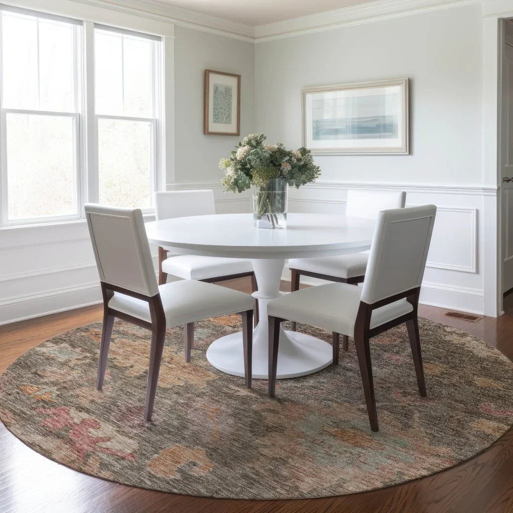 LOOMLAN Rugs Tirana Brown Washable Indoor-Outdoor Rug