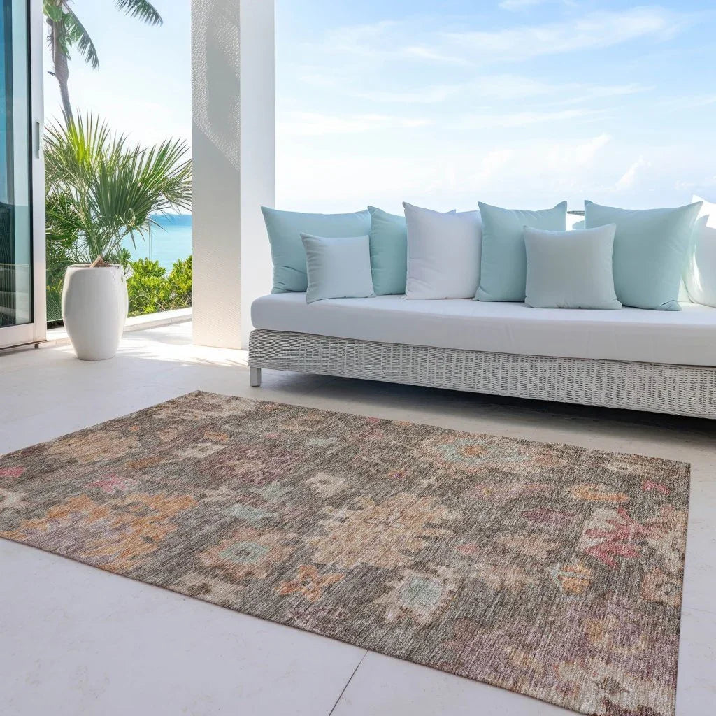 LOOMLAN Rugs Tirana Brown Washable Indoor-Outdoor Rug