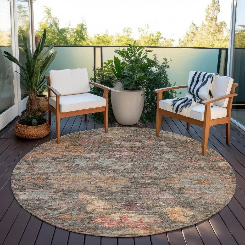 LOOMLAN Rugs Tirana Brown Washable Indoor-Outdoor Rug