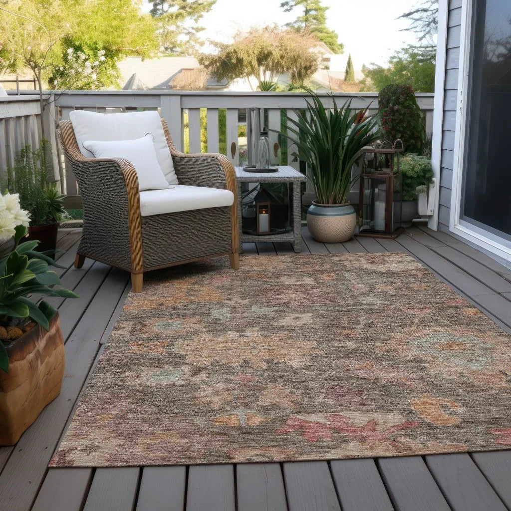 LOOMLAN Rugs Tirana Brown Washable Indoor-Outdoor Rug