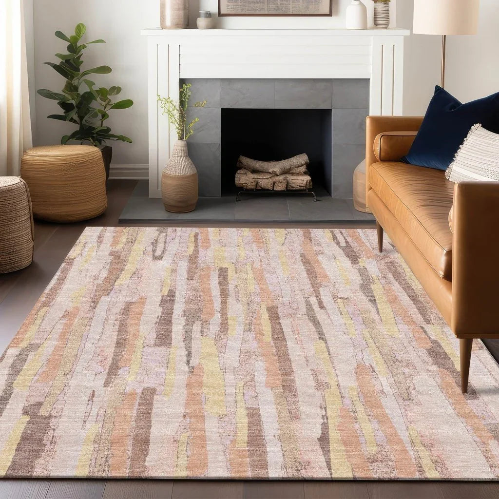 LOOMLAN Rugs Torra Pink Washable Indoor-Outdoor Rug
