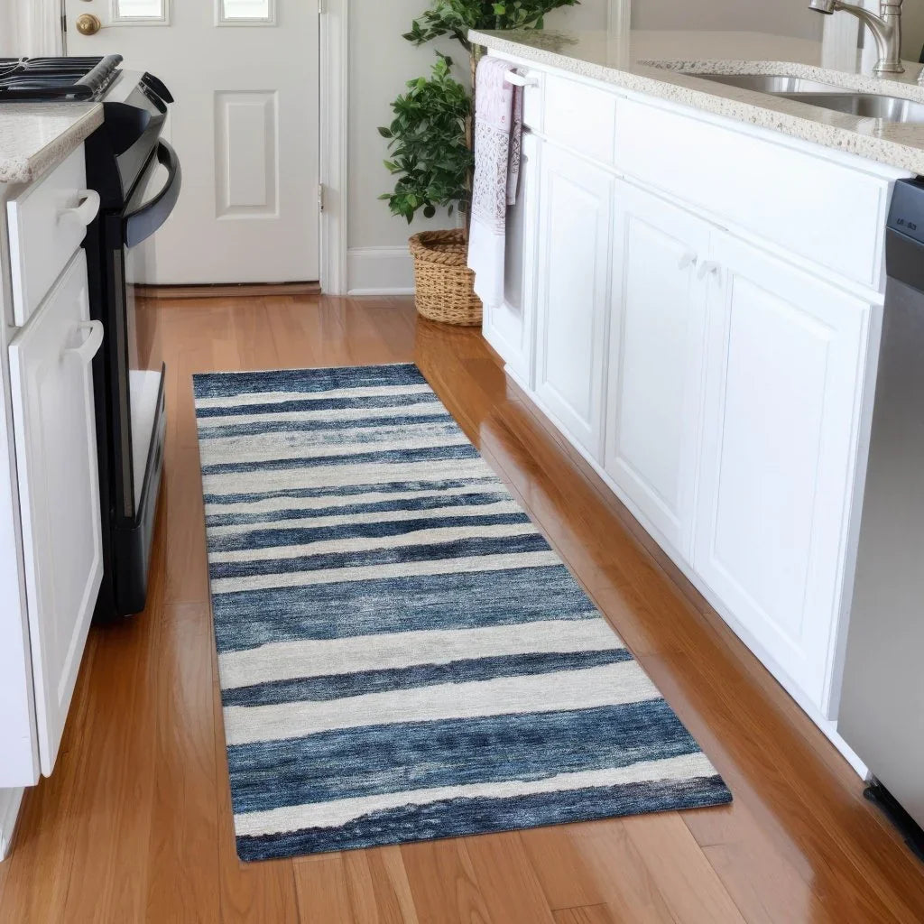 LOOMLAN Rugs Tramma Blue Washable Indoor-Outdoor Rug