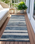 LOOMLAN Rugs Tramma Blue Washable Indoor-Outdoor Rug