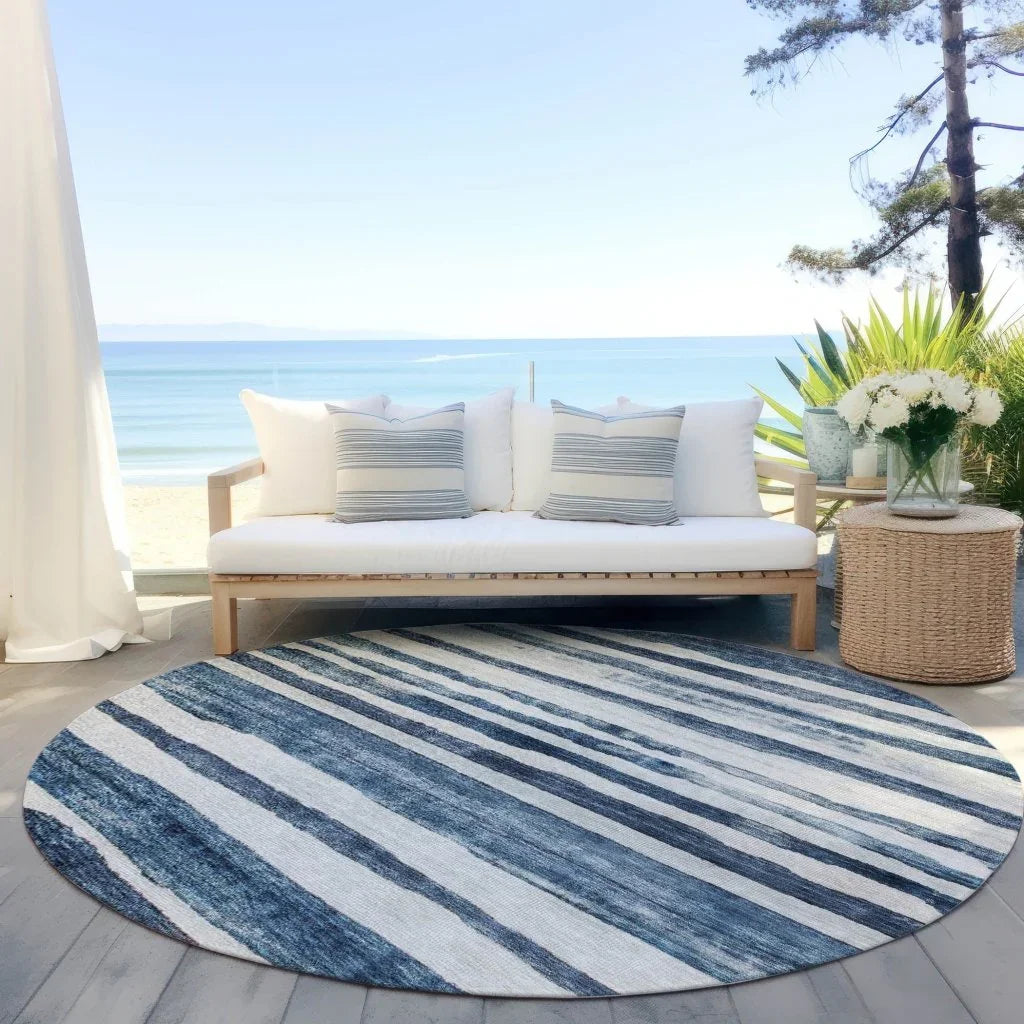 LOOMLAN Rugs Tramma Blue Washable Indoor-Outdoor Rug