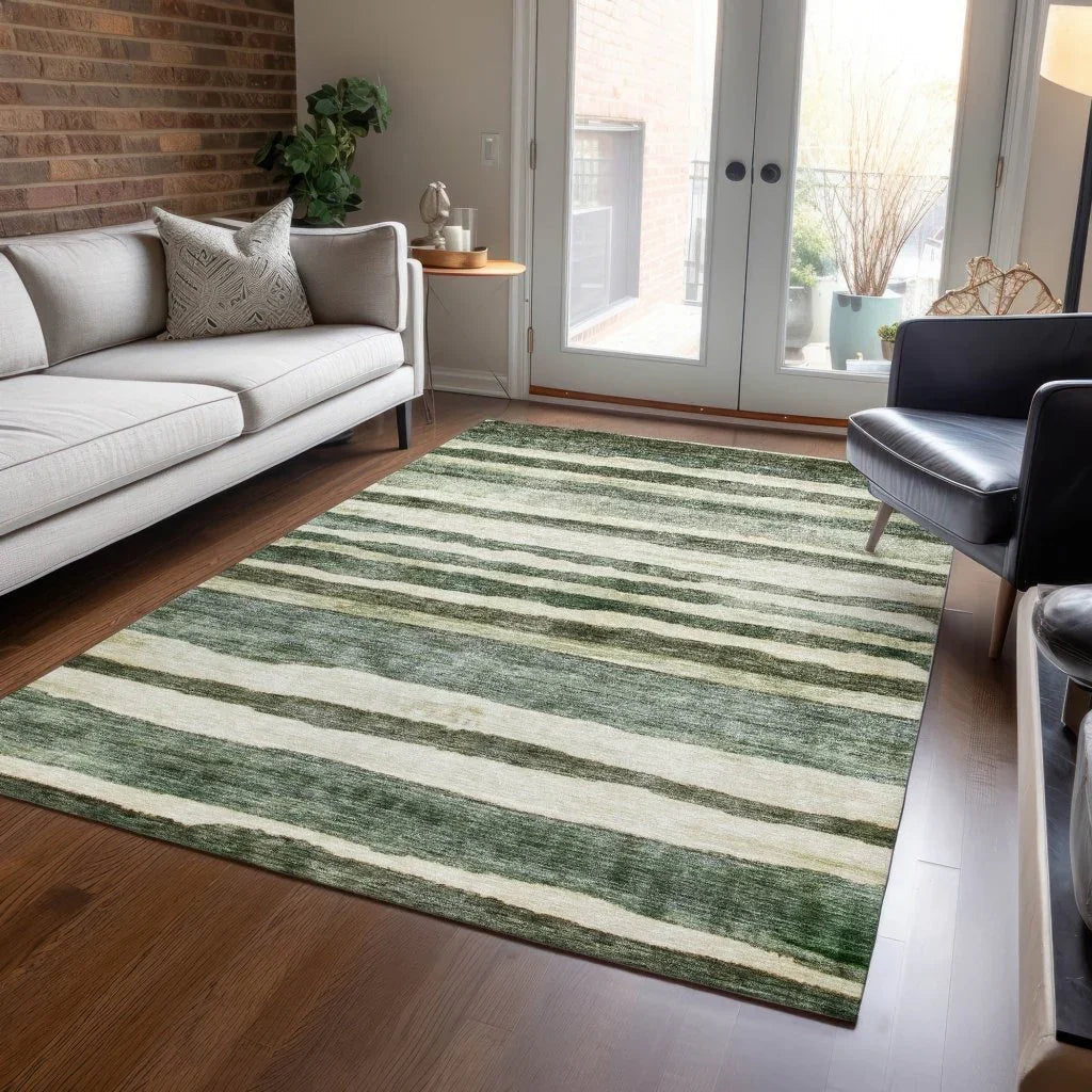 LOOMLAN Rugs Tramma Green Washable Indoor-Outdoor Rug