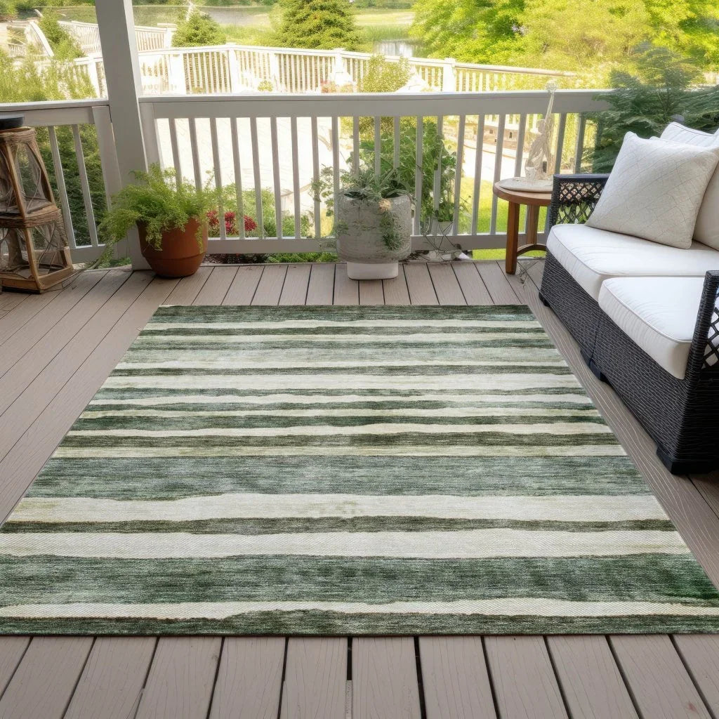 LOOMLAN Rugs Tramma Green Washable Indoor-Outdoor Rug