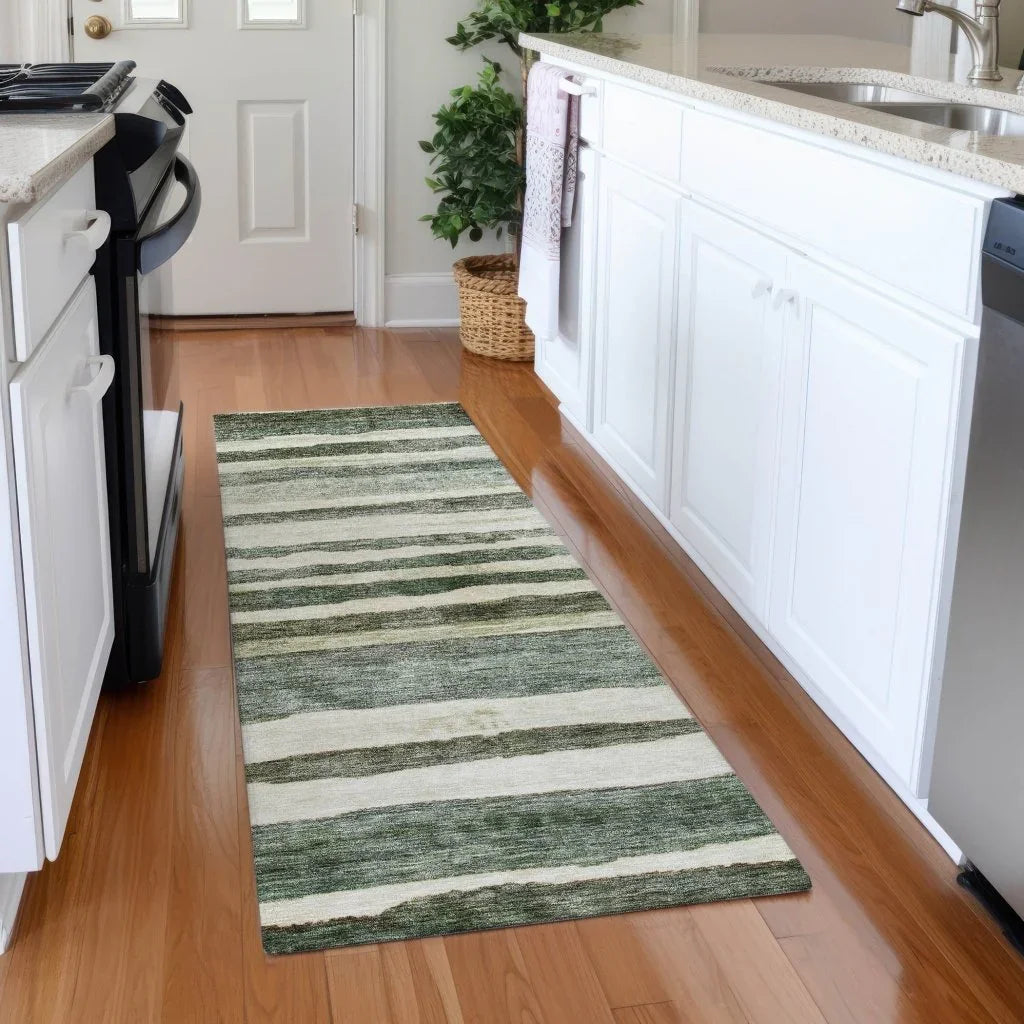 LOOMLAN Rugs Tramma Green Washable Indoor-Outdoor Rug