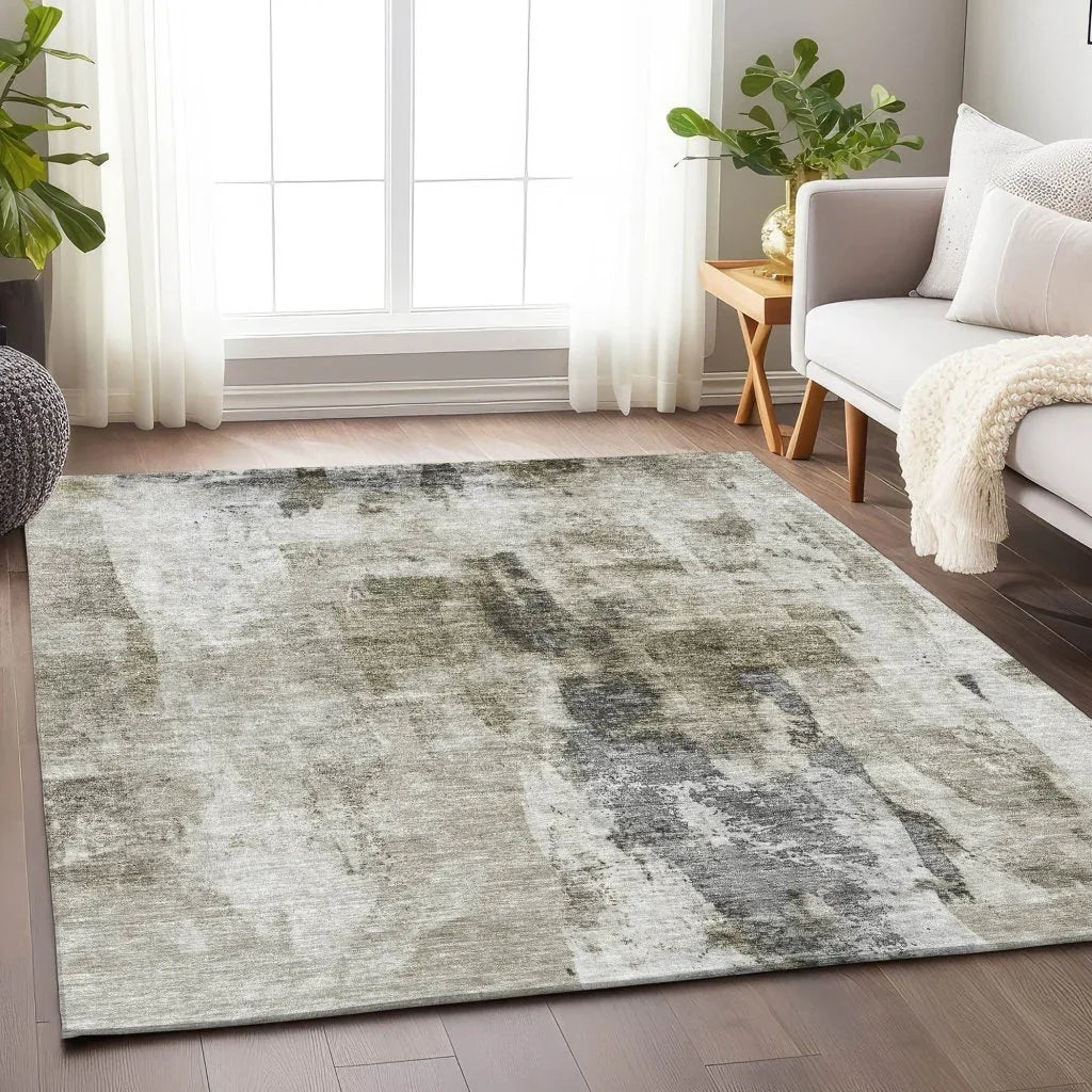 LOOMLAN Rugs Tundra Brown Washable Indoor-Outdoor Rug