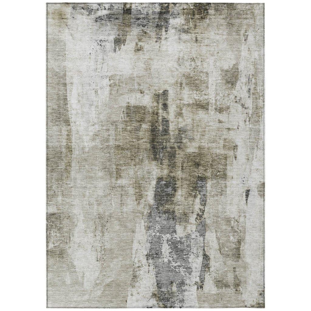 LOOMLAN Rugs Tundra Brown Washable Indoor-Outdoor Rug