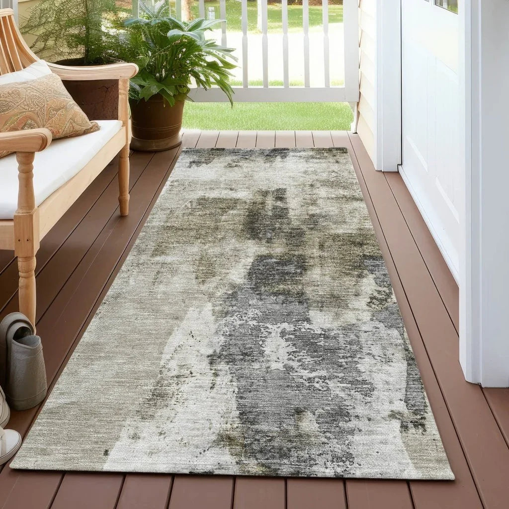 LOOMLAN Rugs Tundra Brown Washable Indoor-Outdoor Rug
