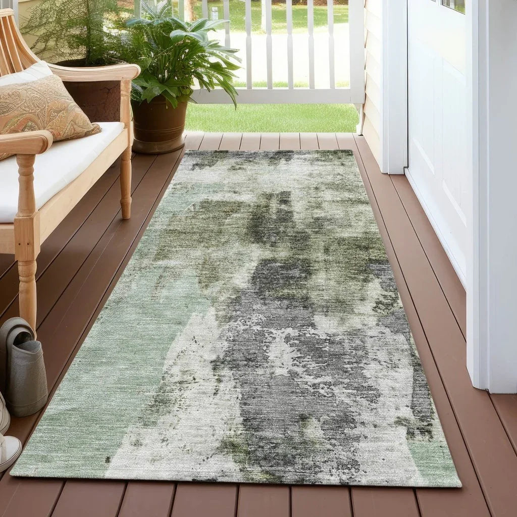 LOOMLAN Rugs Tundra Green Washable Indoor-Outdoor Rug