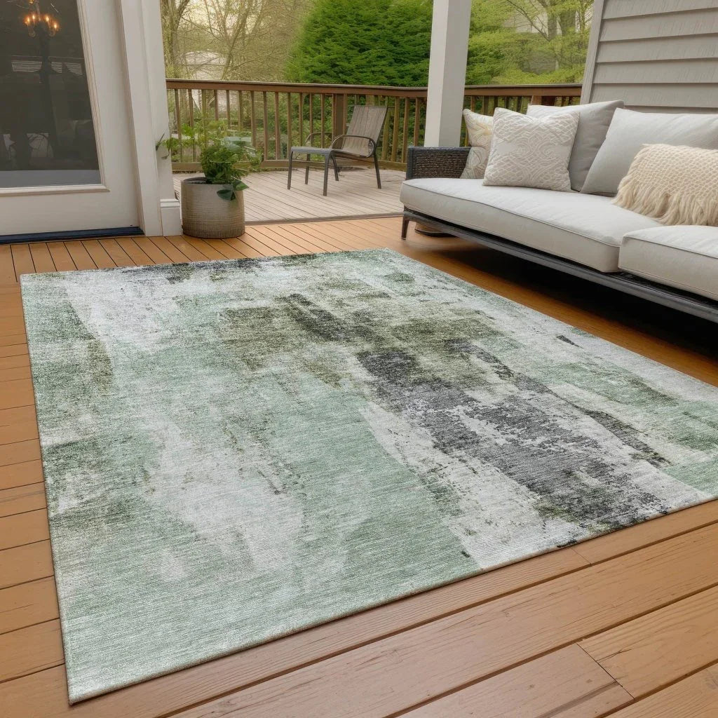 LOOMLAN Rugs Tundra Green Washable Indoor-Outdoor Rug
