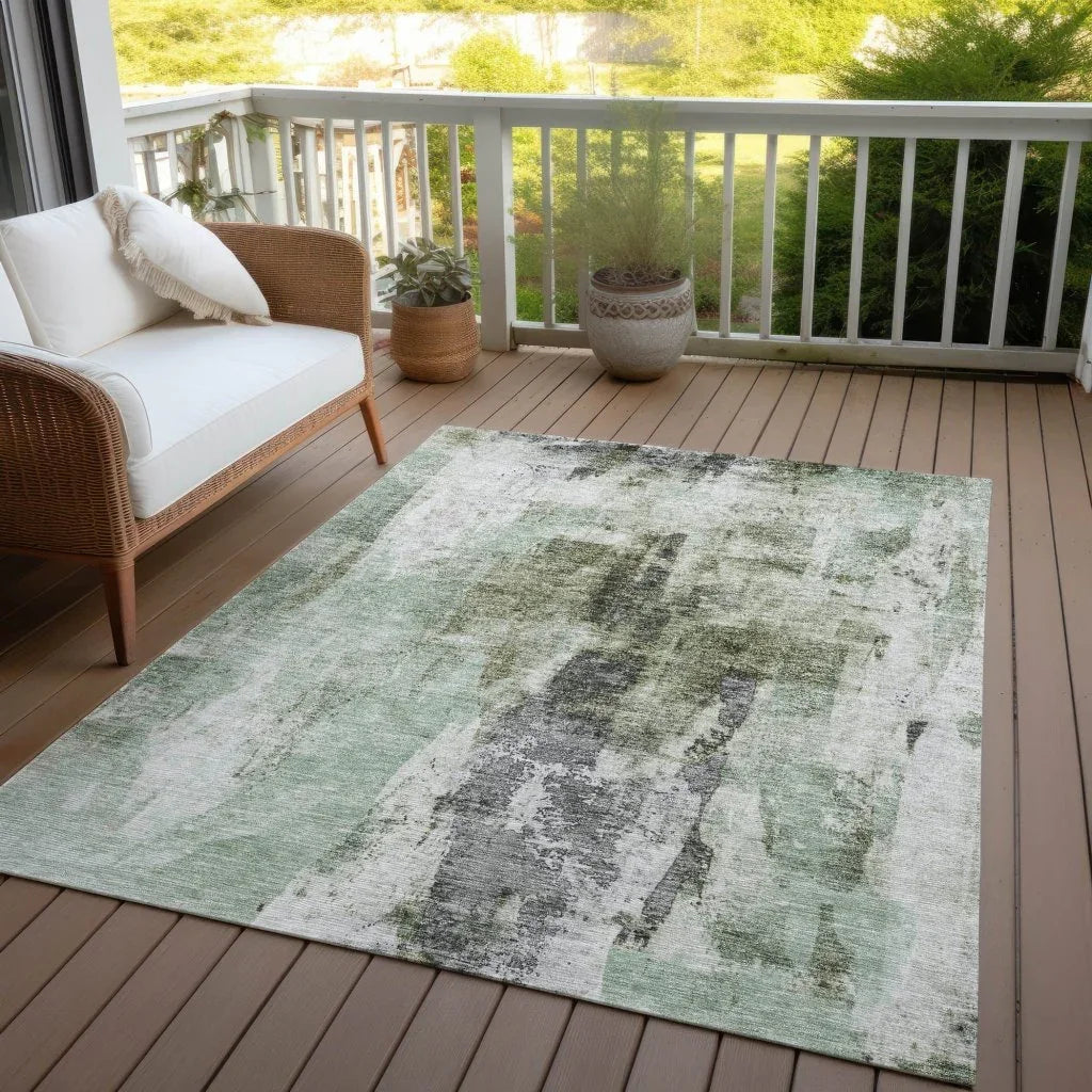 LOOMLAN Rugs Tundra Green Washable Indoor-Outdoor Rug