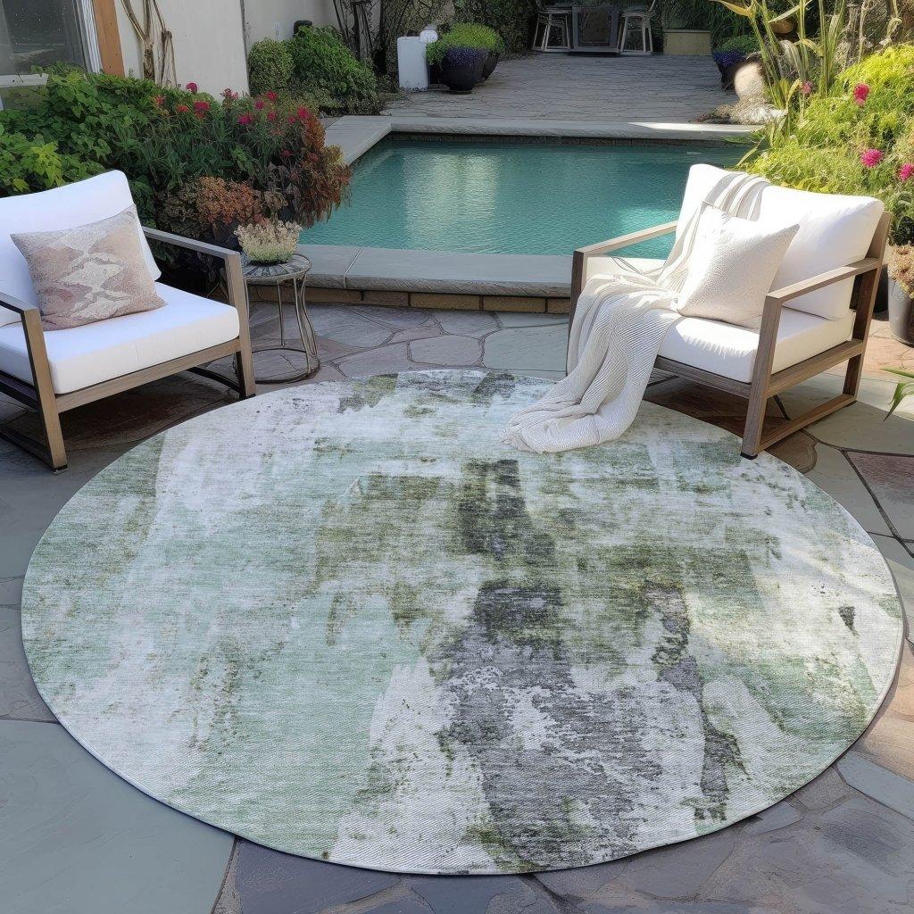 LOOMLAN Rugs Tundra Green Washable Indoor-Outdoor Rug