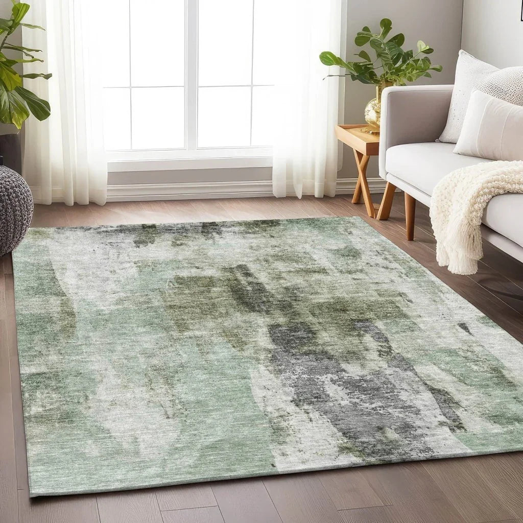 LOOMLAN Rugs Tundra Green Washable Indoor-Outdoor Rug