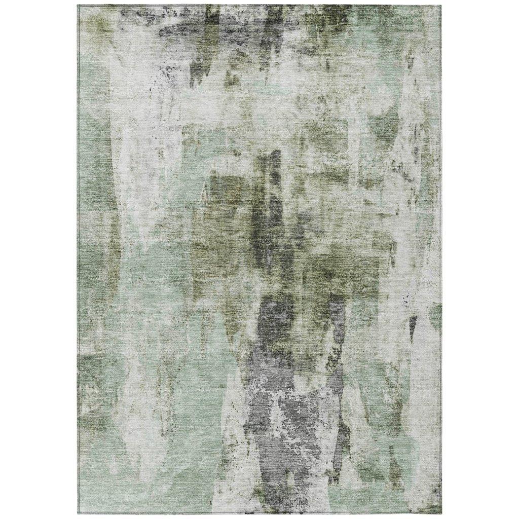 LOOMLAN Rugs Tundra Green Washable Indoor-Outdoor Rug