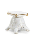 Turtle White Glazed Ceramic Outdoor Garden Stool - LOOMLAN - Chelsea House - Poufs and Stools