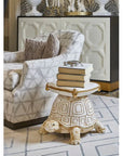 Turtle White Glazed Ceramic Outdoor Garden Stool - LOOMLAN - Chelsea House - Poufs and Stools