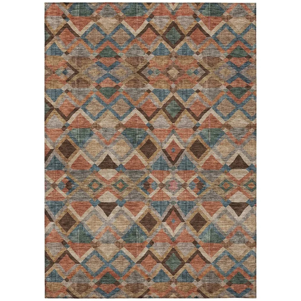 LOOMLAN Rugs Tuska Brown Washable Indoor-Outdoor Rug