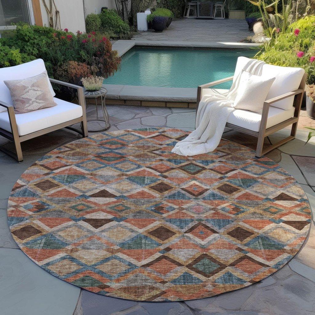 LOOMLAN Rugs Tuska Brown Washable Indoor-Outdoor Rug
