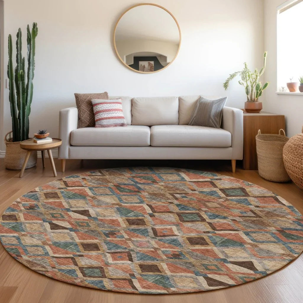 LOOMLAN Rugs Tuska Brown Washable Indoor-Outdoor Rug