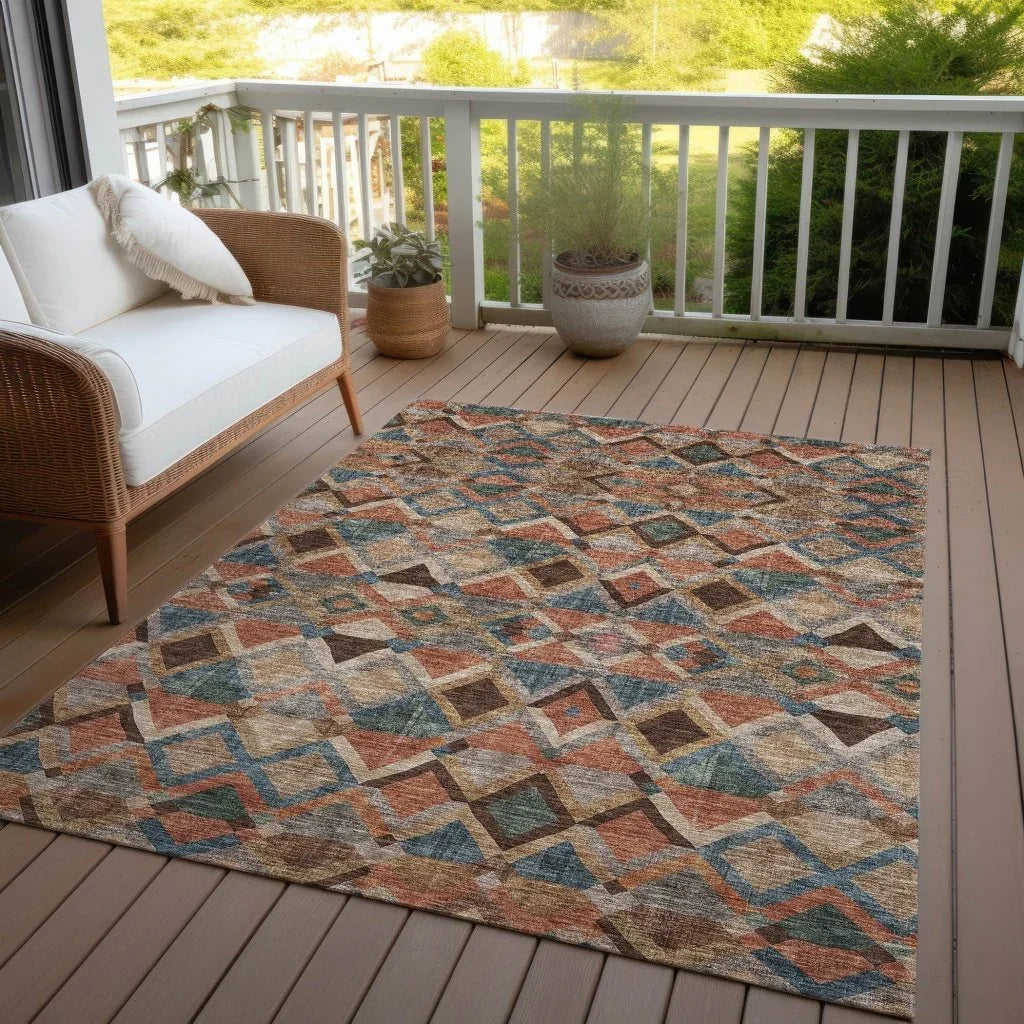 LOOMLAN Rugs Tuska Brown Washable Indoor-Outdoor Rug