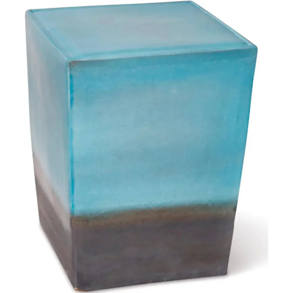 Seasonal Living Two Glaze Square Cube Set of Two - Blue Outdoor Stools