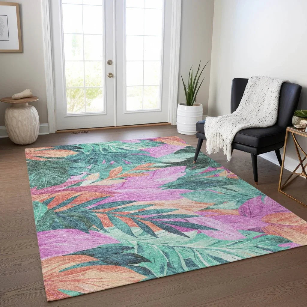 LOOMLAN Rugs Twystra Teal Washable Indoor-Outdoor Rug